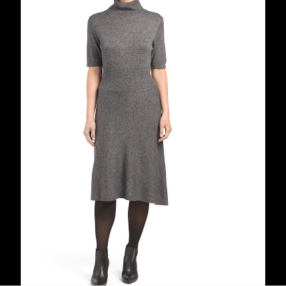 NWT Cashmere Cynthia Row Knit Turtleneck Quarter Sleeve Sweater Dress Size Small - Picture 1 of 12